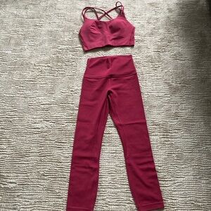 Lululemon Athletica Pink Leggings and Bra Set